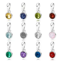 Новый 100% 925 серебряный кулон стерлингов для женщин 12 месяцев многоцветных шариков из коллокации браслет DIY Ожерелье Оптовое AA220315