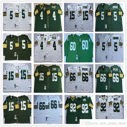 NCAA Shotback 92 Reggie White Football Jerseys STRO STITT 4 Brett Favre 5 Paul Hornung 15 Bart Starr 66 Ray Nitschke Jersey College Green White