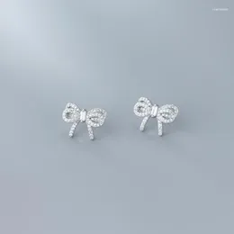 Stud Radiant Clear CZ Cute Bowknot Orecchino di lusso per le donne 925 Sterling Silver Wedding Engagement Ear Pin Fine JewelryStud Odet22 Farl22