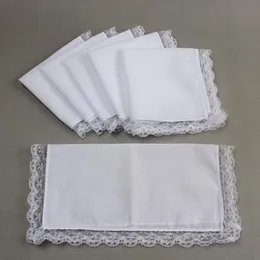 Bow Ties Pcs Lace Cotton Handkerchiefs White Pocket Men Women Square Kerchief Hanky Handkercher Cloth Towels Comfort Solid Color LotBow