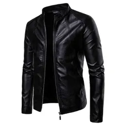 رجال راكب الدراجة النارية سترة Moto Stand Twice Motorcycle Faux Leather Jative Jackets Manage Man Black Pu Jacket and
