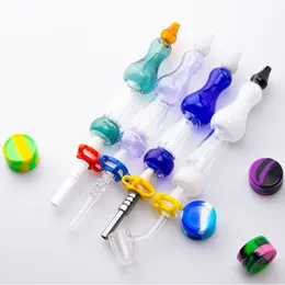 14 milímetros colorido CSYC Cachimbo Kit pequena bagatela Rigs Com Titanium Quartz ponta de silicone Rig Jar concentrado de óleo de água de vidro bong Cachimbo Bubblers