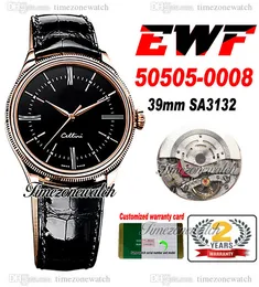 EWF Cellini Time 50505 SA3132 Automatyczny Zegarek Mens 39mm Rose Gold Black Dial Stick Markery Skórzane Pasek Super Wydanie Ta sama Seria Karta gwarancyjna TimeZonewatch D4