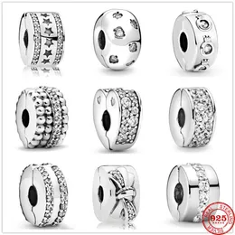 925 Gümüş Gümüş Dangle Charm Clear Boncuk Klip Kelebek Boncuk Boncuk Fit Pandora Takılar Bilezik Diy Takı Aksesuarları