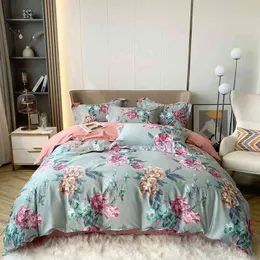 Svetanya Pastorale Uccelli Foglie Fiori Biancheria da letto Set di biancheria da letto in cotone egiziano setoso Copripiumino con lenzuolo Queen King Size