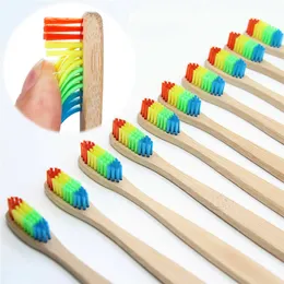 Wooden Toothbrush Bamboo Toothbrush Oral Care Whitening Teeth Soft Head Rainbow Colors Black Eco-Friendly Adult Child Toothbrush
