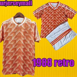 1988 هولندا هولندا ريترو كرة القدم قميص كرة القدم جيرسي نسخة كلاسيكية الرجال الاطفال عدة خوليت 10 فان باستن 12 قمم خمر المحملة قصيرة الأكمام قمصان قمم الصيف