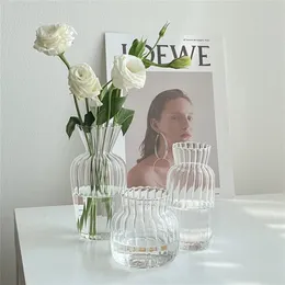 Przezroczyste szklane wazony do butelki roślinne kwiaty nordyckie kreatywne hydroponiczne układy terrarium pojemnik na stół kwiatowy wazon 220527