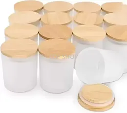 Fast Delivery 6oz Sublimation Blanks Glass Candle Jar With Bamboo lids Sublimation Glass Beer Mugs for Making Candles Candle Tins Candle Containers DIY EE