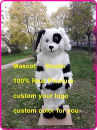 Black White Spot Dog Mascot Costume Custom Fancy Costume Anime Kit Mascotte Tema Abito Fancy Dress Costume da carnevale 401520