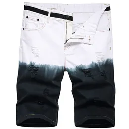 2022 Summer New Men's Casual Ripped Shorts Personality Gradient Hanging Dyed Denim Shorts Male Clothing Pants Pantalones cortos