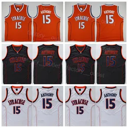 NCAA Basketbol Koleji Syracuse Turuncu Camerlo Anthony Jersey 15 Takım Renk Turuncu Black White Üniversitesi Spor Hayranları için Dikişli Nefes Alabilir Saf Pamuk