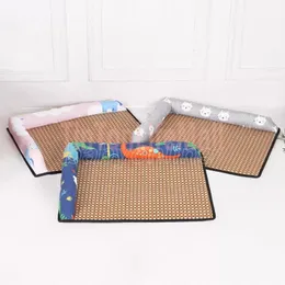 Stock 1pc Dog Bed Mat Summer Rattan Kennel Removable Washable Pillow Memory Cotton Sofa Mat Pet Nest Kennels Lounger Sofa Soft Pet House