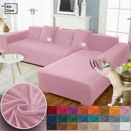 Anti Cat Scratch Sofa Covers For Living Room Solid Color Cover Stretch Slipcovers Elastic Couch s Sectional 220615