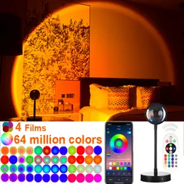 Smart Bluetooth APP Control 64 Million Colors Sunset Lamp Projector Night Light For Living Room,Cafe Bedroom Decoration
