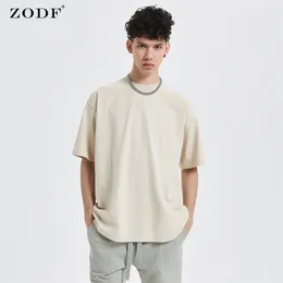 ZODF Bahar Yaz Yıkanmış Katı Tişörtler Adam Gevşek UNISEX 310GSM Pamuk Ağır Ağırlık Yumuşak Tshirt Marka Hy0064 220622