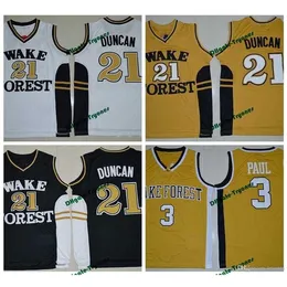 Xflsp Wake Forest Demon Deacons College-Basketball-Trikots Tim Duncan Chris Paul-Shirts Günstige Universitäts-Basketballtrikots mit Nähten S-XXL