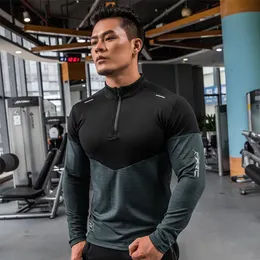 Mens Gym Compression Shirt Uomo Rashgard Fitness Maniche lunghe Abbigliamento da corsa Homme T Football Jersey Sportswear Dry Fit 220728