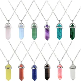 Титановые спортивные аксессуары, ожерелье из натурального камня, шестиугольная колонна, кристалл, кулон, ожерелье, разноцветный свитер на ключицы