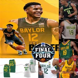 A3740 NCAA 2021 Final Four Baylor Basketball Jersey College 12 Jared Butler 11 Mark Vital 45 Davion Mitchell 42 Dain Dainja 4 LJ Cryer Matthew May May