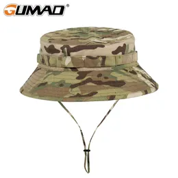 Chapéu tático de pesca tática respirável Camuflagem Camuflando Chapéus de balde ajustáveis ​​Caminhando esportes de caça aos homens à prova de sol Panamá Cap 220813