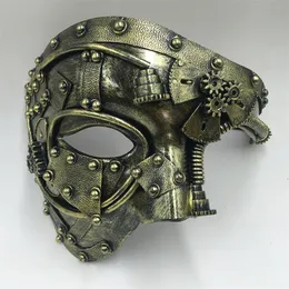 Steampunk Phantom Masquerade Cosplay Maske Ball Half Yüz Erkekler Punk Cadılar Bayramı Parti Kostüm Sahne 220611