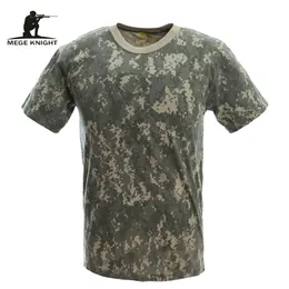 MEGE Wojskowy Kamuflaż oddychający t-shirt bojowy, Men Summer Cotton T-shirt, Army Camo Camp Tees 220505