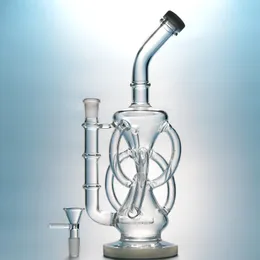 14mm Female Recycler Hookahs Inline Perc Unique Water Glass Bongs Percolator Dab Oil Rigs Think Tank With Bowl WP558