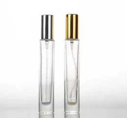 Garrafas de perfume de 10 ml garrafas de spray de vidro transparentes com atomizador de alumínio Caixa cosmética vazia para uso de viagens