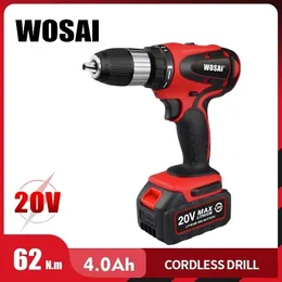 WOSAI 20V Cordless Electric Hand Drill Lithium Battery 2Speed Screwdriver Power Tools Y200323