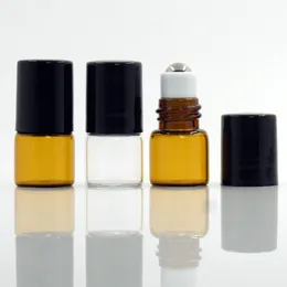 Amber transparent 1ml roller bottle small essential oil glass ball bottle complete set LK0084