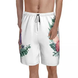 Pantalones cortos para hombres eid mubarak luna en forma de flores de tablero y pantalones cortos de la playa de linterna Trenky masculino bañador de natación impresa divertida 2xlmen's