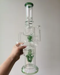 18 inç yeşil cam nargile su bongs 7mm kalınlıkta düz tip sigara içme boruları kadın 18mm eklem