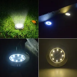 Garden Supplies Solar Lawn Lights 8led Underground Light Outdoor Rainproof Garden Decorative Lights Stainless Steel Undergrounds Lamp