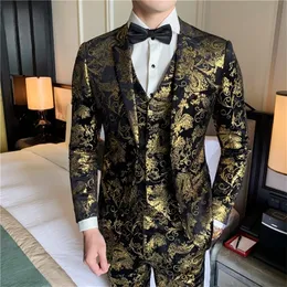 S5XL men's dress threepiece wedding party party clothing men's suit jacket with pants and vest 2019 new male suits T200303