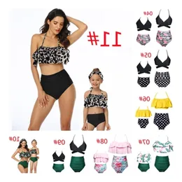 Two-piece Suits Parent-child Swimsuit Printed High-waisted Bikini Flounces Mother-daughter Swimming Equipment Spring Summer Bathing