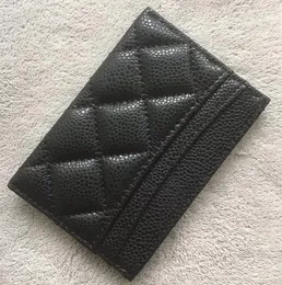 Utmärkt kvalitet Black Leather Gold Silver Hardware Card Holders Menwomen Lambskin Caviar Cardholder Mini Plånböcker med Box266U245R