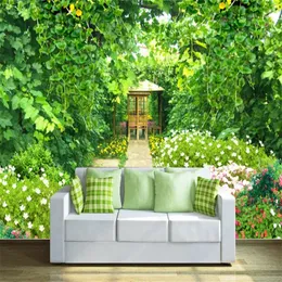 Custom Size 3D Photo Wallpaper Green Vine Garden Flowers Wallpaper na ściany 3 D TV tło Wystrój pokoju