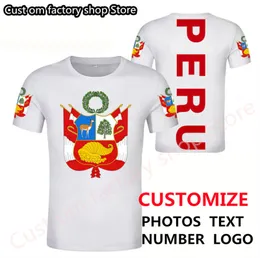 Peru t Shirt DIY اسم مخصص مجاني رقم لكل تي شيرت الأمة علم PE Republic Peruvian الإسبانية الكلية الكلية النص PO الملابس 220609