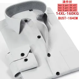 Camicie eleganti da uomo Camicia bianca da uomo a maniche lunghe in twill con risvolto di grandi dimensioni 11XL 12XL 13XL 14XL Business Casual Ufficio Occupazione ufficiale 6