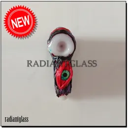 Pipa da fumo in vetro da 4 pollici Mostro 3D Design Cucchiaio a mano Pipa luccicante Novità accessorio per il fumo