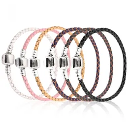 925 Silver Charms 14 Colors 16-20cm Charm Bangle Bracelets Beads Fit Pandora Bracelet Jewelry