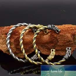 Bangle Crow Nordic Viking Men's Double Dragon Dominując Moda Wilk Head Vintage Bransoletka