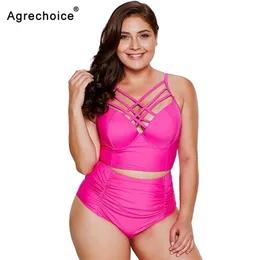 2020 Plus Size Bikini Swimwear Women Push Up Swimsuit ضمادة Bikini مجموعة عتيقة الرجعية بدلات الاستحمام بالإضافة إلى بدلة السباحة الحجم 5XL T200708