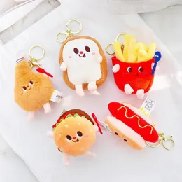Keychains Japanese Hamburger Fries Cute Bread Plush Backpack Pendant Key Chain Toy Doll Mini Grab Machine Miri22