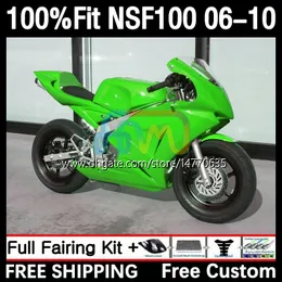 Honda NSF-100 NSF 100 차체 10dh.98 NSF100 06 07 08 09 10 NS-F100 2006 2007 2009 2010 유리 섬유 레이스 페어링 글로스 그린을위한 유리 섬유 주입 금형 신체