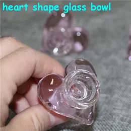 Vintage New Unique Pink Love Heart Shape Glass Bowl For hookah Bong Water pipe 14mm male Bubbler Heady Oil Dab Rigs Birdcage Percolator shisha smoking
