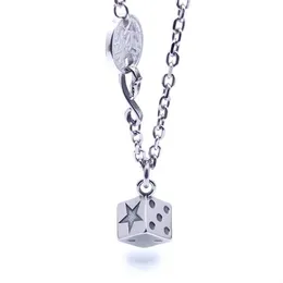 Niche Design Titanium Steel Star Dice Pendant Necklace Hipster Personality Hip-Hop Street All-Match Long Jewelry Accessories