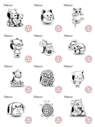 925 Sterling Silber Charms Neue Theo Schwein Tierreich Katze Hund Einhorn Perlen Original Fit Pandora Armband Schmuck Machen DIY Geschenk