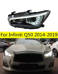 Bilkastare för Infiniti Q50 LED-strålkastarprojektor Lnes 2014-20 19 Huvudlampanimation Dynamisk signal DRL Auto-tillbehör